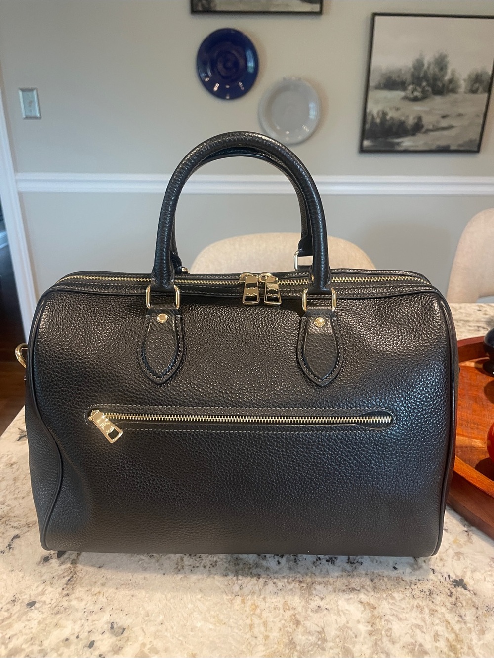 Coach Black Pebbled Leather Large Rowen with Gold Hardware - Picture 3 of 6